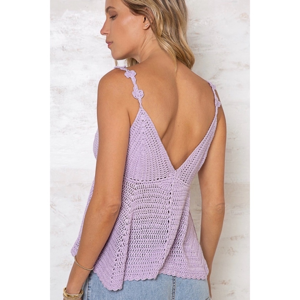 POL Lavender Sleeveless V Neck Knit Babydoll Top - Picture 5 of 11